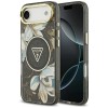 Guess IML Glitter Flowers Triangle MagSafe case for iPhone Air - black