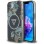 Guess IML Metal Glitter Flowers Triangle MagSafe case for iPhone 16e - black