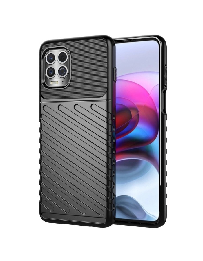 Thunder Case Flexible Tough Rugged Cover TPU Case for Motorola Moto G100 / Edge S black