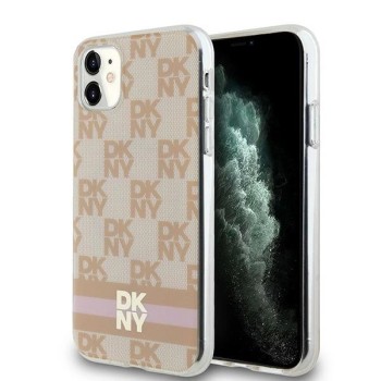 DKNY IML Checkered Mono Pattern &amp;amp; Printed Stripes MagSafe case for iPhone 11 / Xr - pink