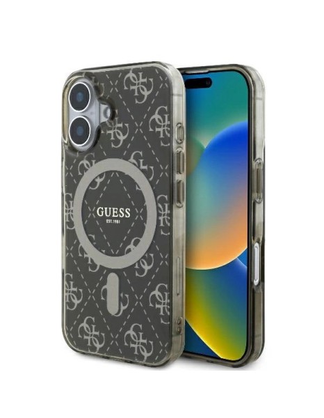 Guess IML 4G Background MagSafe iPhone 16 Plus Case - Brown