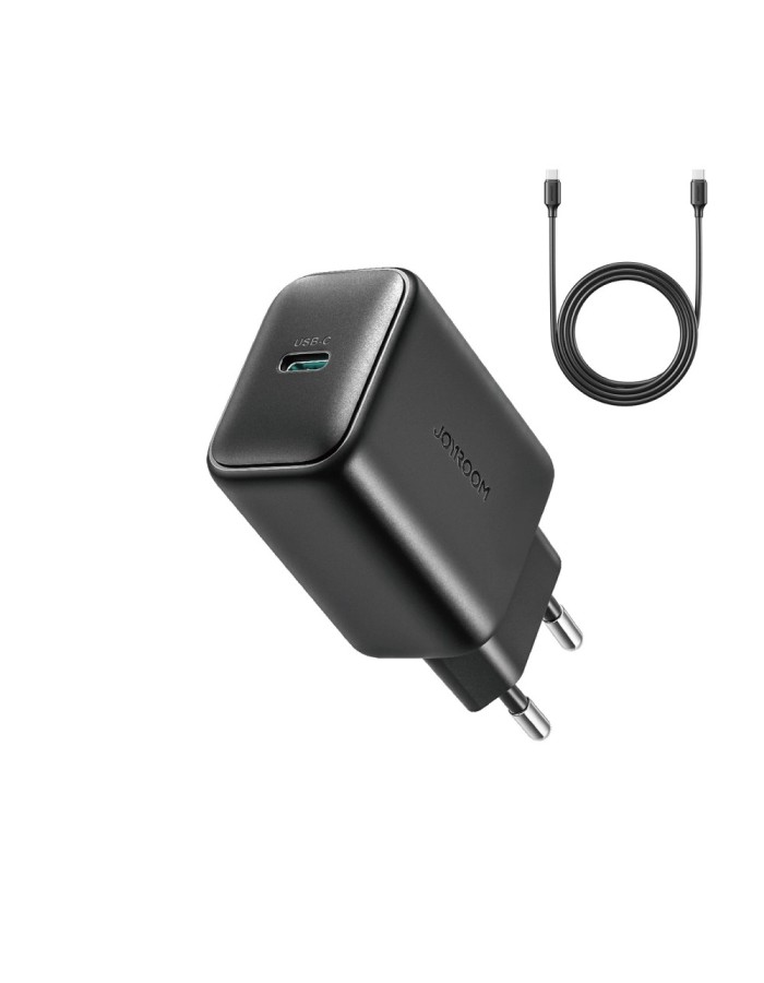 Joyroom JR-TCF23 network charger USB-C 25W SFC / PPS / PD - black + USB-C / USB-C cable 1m