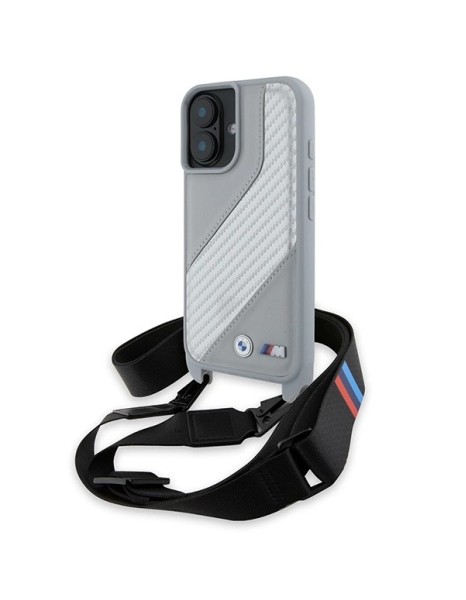 BMW M Edition Carbon Stripe &amp;amp; Strap iPhone 16 Case - Gray