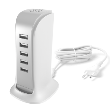 Dudao 5x USB charger with built-in EU power cable white (A5EU) Dudao 5x USB charger with built-in EU power cable white (A5EU)