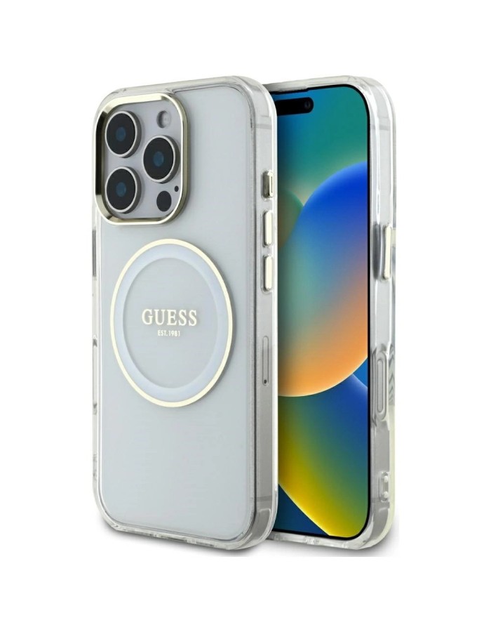 Guess IML Metal Colored Circle Classic Logo MagSafe case for iPhone 16 Pro - white Guess IML Metal Colored Circle Classic Logo MagSafe case for iPhone 16 Pro - white