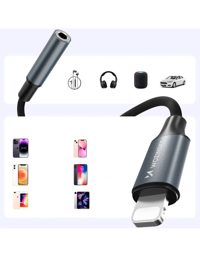 Wozinsky WALJ-01 Lightning adapter - 3.5mm mini jack - black Wozinsky WALJ-01 Lightning adapter - 3.5mm mini jack - black
