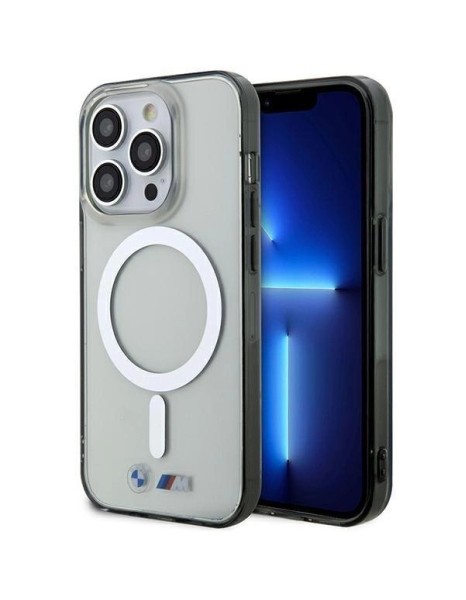 Case BMW BMHMP14LHCRS iPhone 14 Pro 6.1" transparent hardcase Silver Ring MagSafe