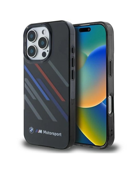 BMW Motosport IML Random Stripes iPhone 16 Pro Case - Black
