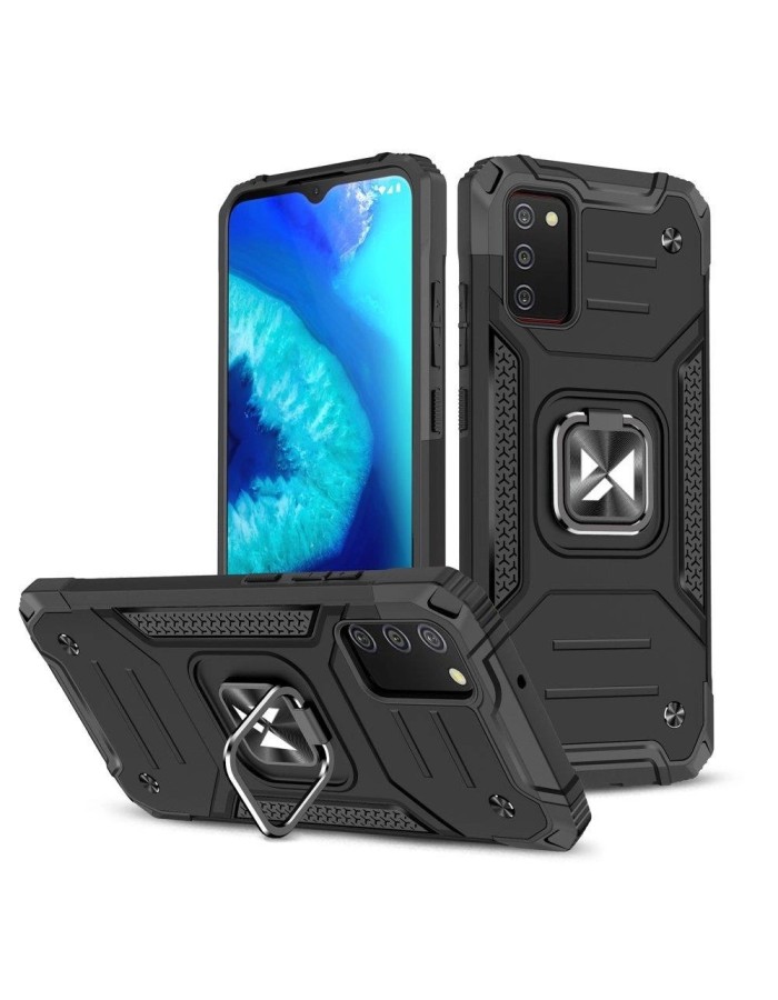 Wozinsky Ring Armor tough hybrid case cover + magnetic holder for Samsung Galaxy A03s black