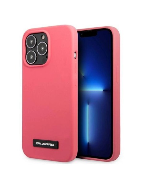 Karl Lagerfeld Silicone Plaque Case for iPhone 13 Pro / iPhone 13 - Fuchsia