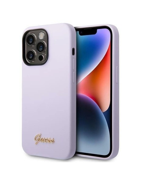 Guess GUHCP14LSLSMU iPhone 14 Pro 6.1" purple/purple hard case Silicone Vintage Gold Logo Guess GUHCP14LSLSMU iPhone 14 Pro 6.1" purple/purple hard case Silicone Vintage Gold Logo