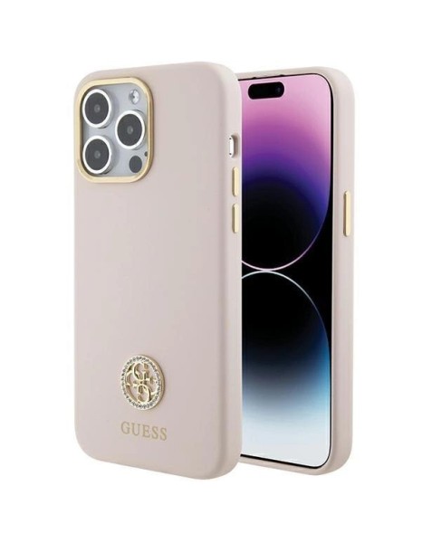Guess Silicone Logo Strass 4G Case for iPhone 15 Pro Max - Pink Guess Silicone Logo Strass 4G Case for iPhone 15 Pro Max - Pink
