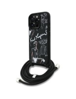 Karl Lagerfeld Crossbody Grained Pattern &amp;amp; Logo Case for iPhone 16 Pro Max - Black