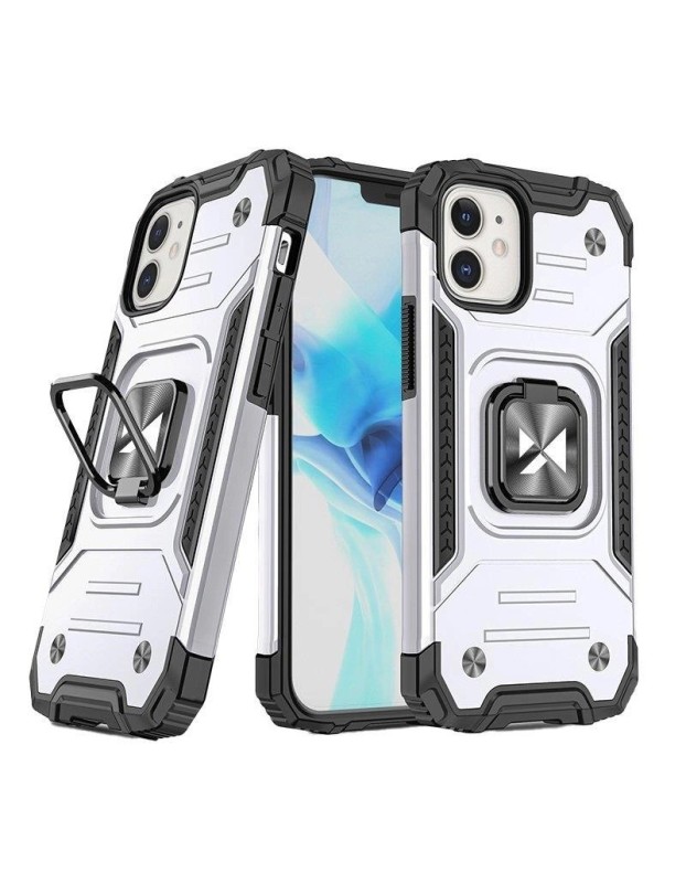 Wozinsky Ring Armor case for iPhone 14 armored cover magnetic holder ring silver Wozinsky Ring Armor case for iPhone 14 armored cover magnetic holder ring silver