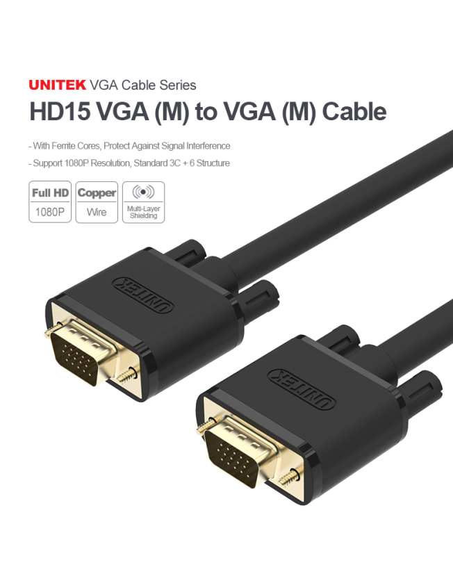 Unitek Y-C503G VGA to VGA Cable 1.5m Unitek Y-C503G VGA to VGA Cable 1.5m