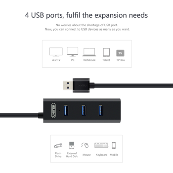 Unitek Y-3089 USB 3.0 Hub 4 ports with Micro USB Power Port Unitek Y-3089 USB 3.0 Hub 4 ports with Micro USB Power Port