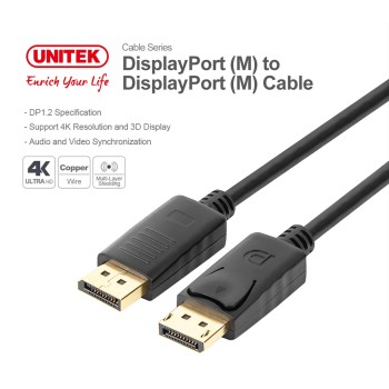 Unitek Y-C609BK DisplayPort 1.2 Cable 4K60Hz M-M 3.0m