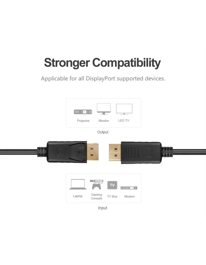 Unitek Y-C609BK DisplayPort 1.2 Cable 4K60Hz M-M 3.0m Unitek Y-C609BK DisplayPort 1.2 Cable 4K60Hz M-M 3.0m