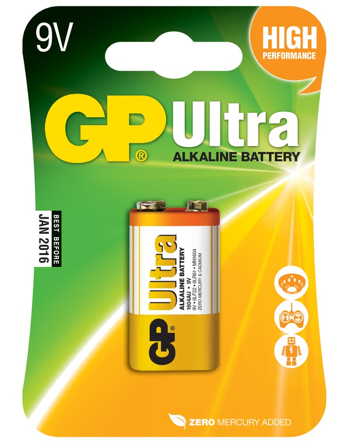 GP Ultra Alkaline Battery PP3 9V 656.020UK GP Ultra Alkaline Battery PP3 9V 656.020UK