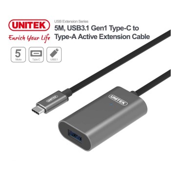 Unitek U304A USB3.1 USB-C Male to USB-A Female Active Extension Cable 5m