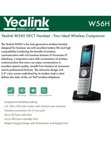 Yealink IP Phone Cordless DECT Handset 2.4" without DECT Base W56H