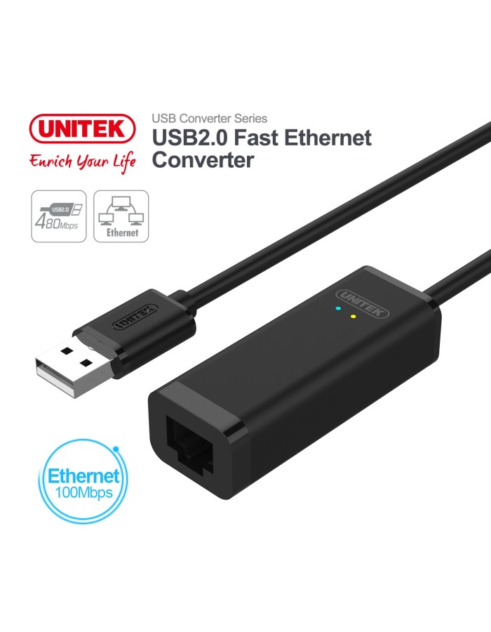 Unitek Y-1468 USB2.0 Fast Ethernet Converter Unitek Y-1468 USB2.0 Fast Ethernet Converter