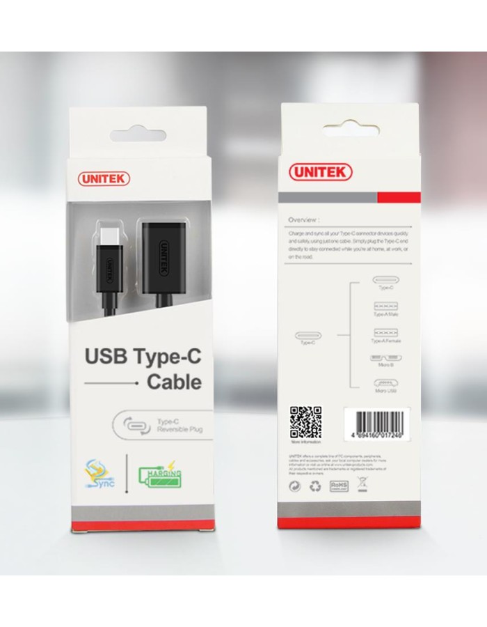 Unitek Y-C476BK USB3.1 USB-C Male to USB-A Female Extension Cable 20cm Unitek Y-C476BK USB3.1 USB-C Male to USB-A Female Extension Cable 20cm