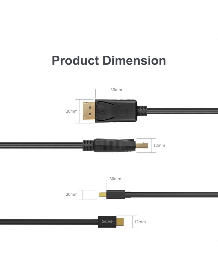 Unitek Y-C611BK Mini DisplayPort to DisplayPort 2m Unitek Y-C611BK Mini DisplayPort to DisplayPort 2m