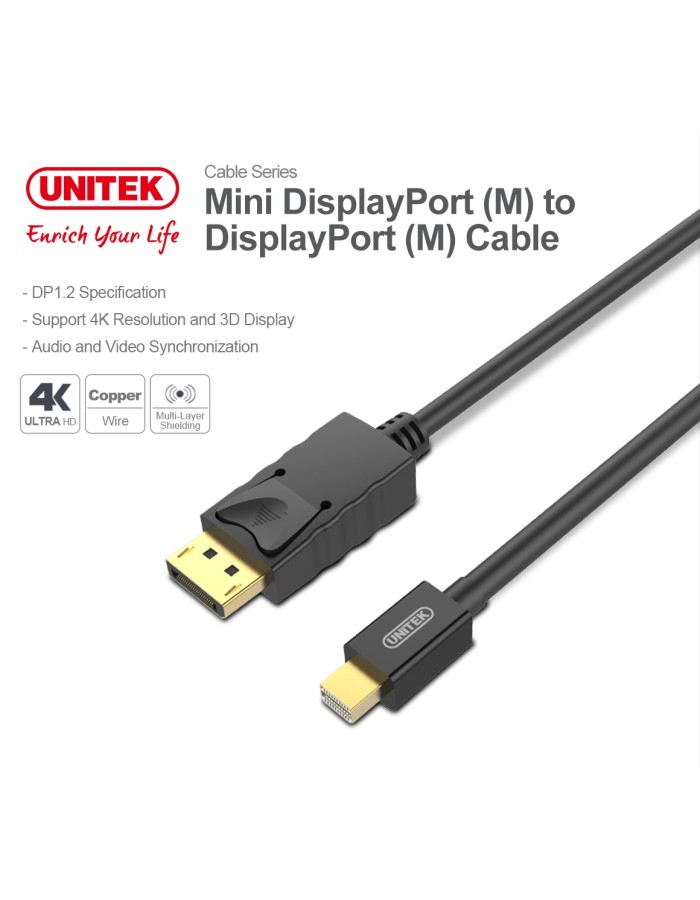 Unitek Y-C611BK Mini DisplayPort to DisplayPort 2m Unitek Y-C611BK Mini DisplayPort to DisplayPort 2m
