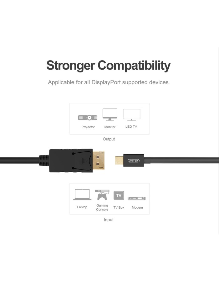 Unitek Y-C611BK Mini DisplayPort to DisplayPort 2m Unitek Y-C611BK Mini DisplayPort to DisplayPort 2m