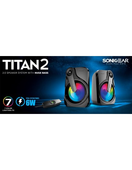 SonicGear Titan2 2.0 USB Speakers 12W 7LFX SonicGear Titan2 2.0 USB Speakers 12W 7LFX