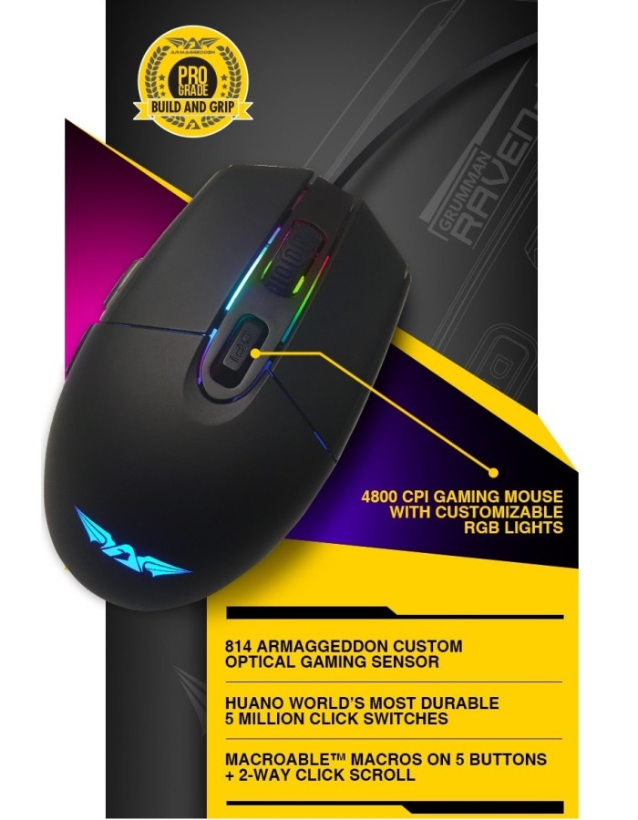 Armaggeddon Raven 3 Pro-Gaming Mouse with Free Mousepad