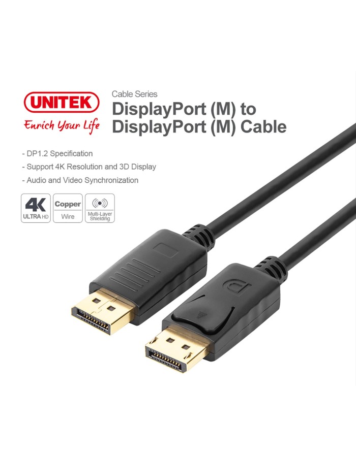 Unitek Y-C607BK DisplayPort 1.2 Cable 4K60Hz 1.5m Unitek Y-C607BK DisplayPort 1.2 Cable 4K60Hz 1.5m