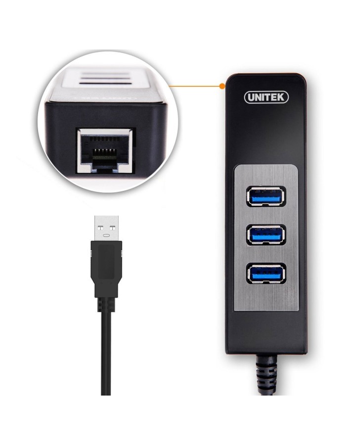 Unitek Y-3045C USB3.0 3-Port Hub w/ Gigabit LAN Unitek Y-3045C USB3.0 3-Port Hub w/ Gigabit LAN