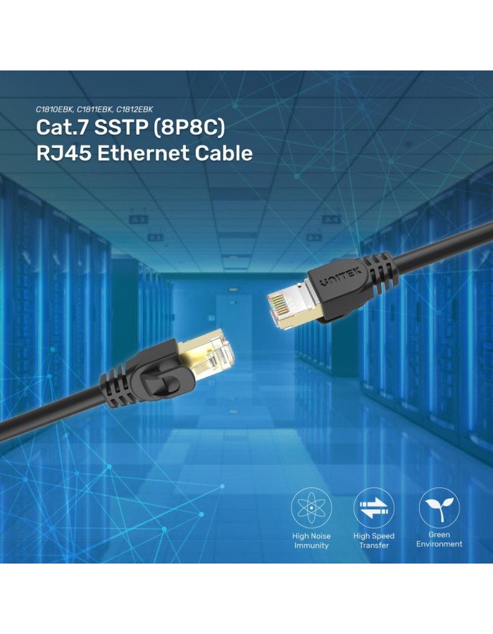 Unitek C1811EBK CAT7 SSTP Pure Copper Ethernet Cable 3.0m Black Unitek C1811EBK CAT7 SSTP Pure Copper Ethernet Cable 3.0m Black