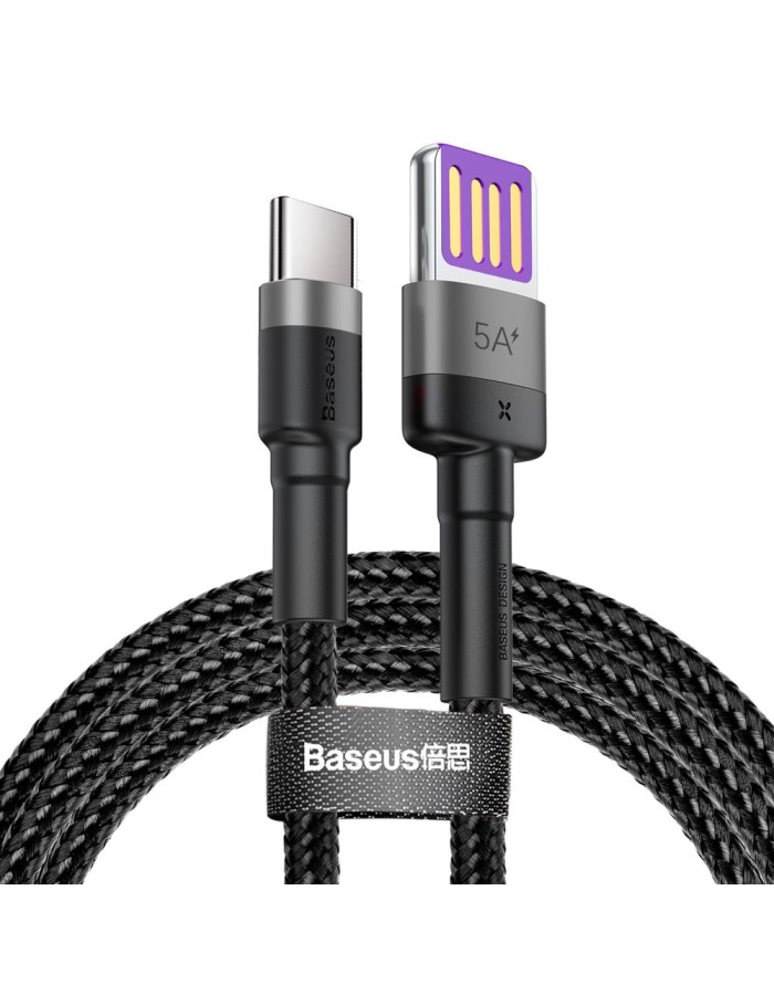 Baseus Cafule HW Type-C Cable 5A 1m Grey-Black Baseus Cafule HW Type-C Cable 5A 1m Grey-Black