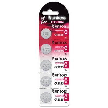 Uniross CR2025 Button Cell Lithium Battery (5pack)