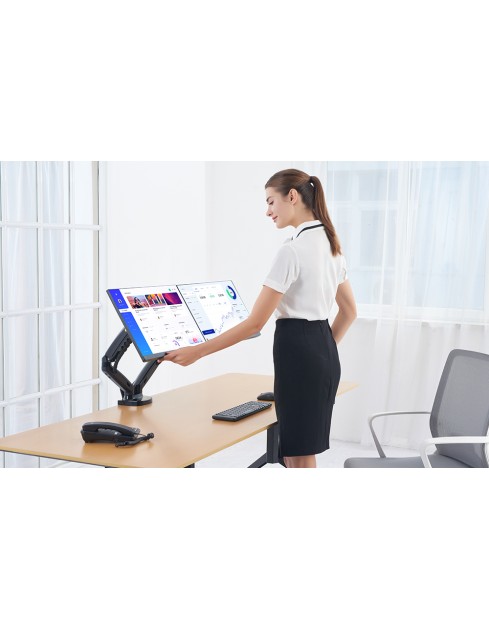 NBMounts F160 Dual Arm Gas Desk Monitor Mount (updated version) NBMounts F160 Dual Arm Gas Desk Monitor Mount (updated version)