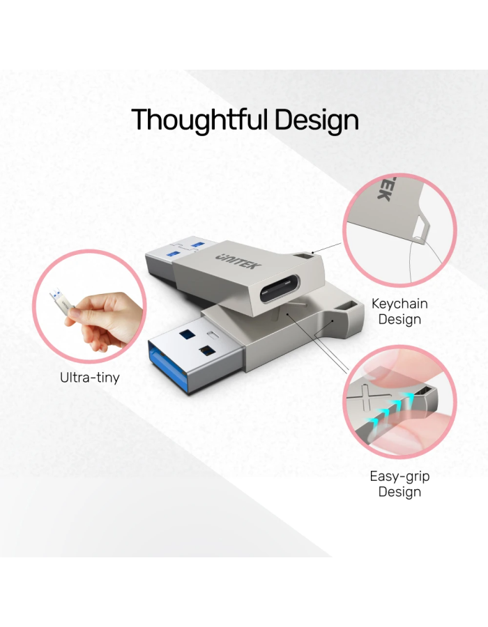 Unitek USB3.1 Type-C Female to Type-A Male 5Gbps Adapter Silver A1034NI