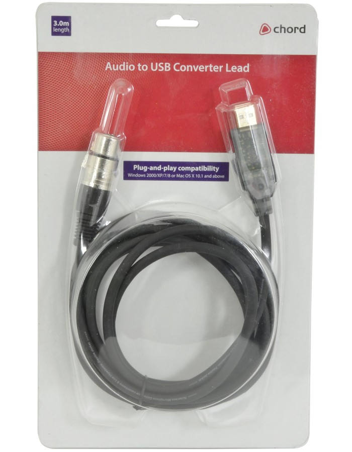 Chord XLR to USB Converter 3.0m for Recording an Instrument or Microphone to the PC 173.616UK Chord XLR to USB Converter 3.0m for Recording an Instrument or Microphone to the PC 173.616UK