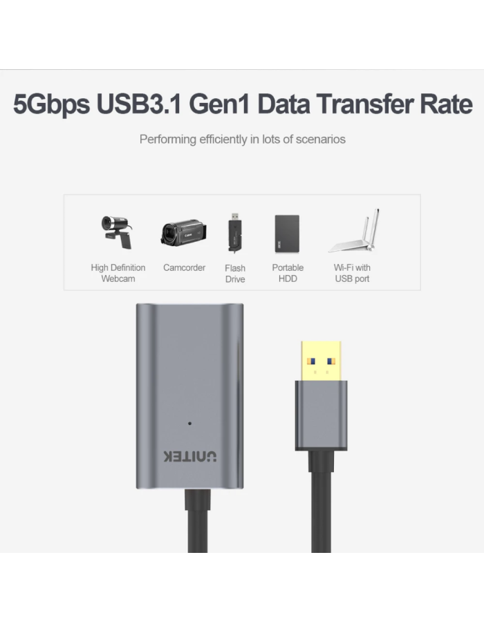Unitek Y-3005 USB3.0 USB-A Active Aluminium Extension Cable 10m Unitek Y-3005 USB3.0 USB-A Active Aluminium Extension Cable 10m
