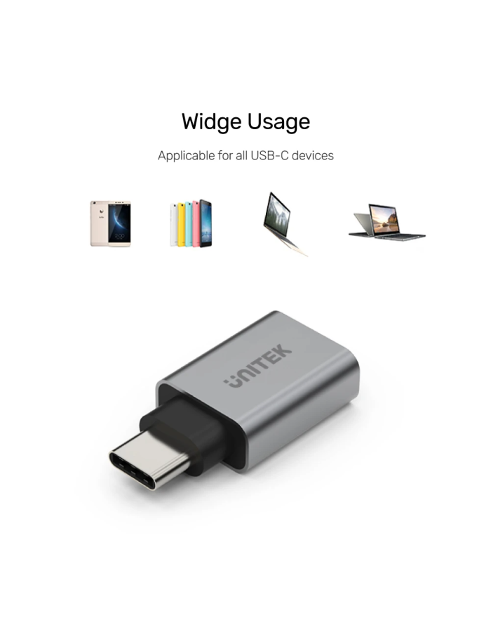 Unitek USB-A Female to USB-C Male 5Gbps Adaptor Grey Y-A025CGY