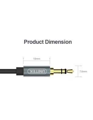 Unitek Y-C930ABK 3.5mm to 3.5mm Audio Cable 5.0m Gold Plated Black/Grey