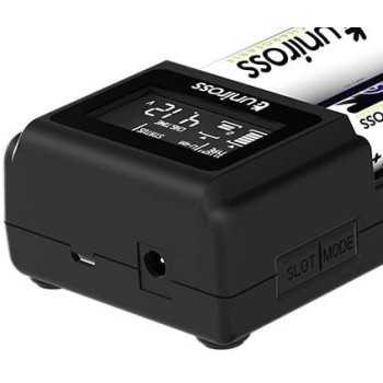 Uniross UCX004 Smart Charger for NiMH and Lithium Batteries (USB & 12V Powered) with LCD Display