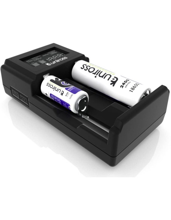 Uniross UCX004 Smart Charger for NiMH and Lithium Batteries (USB & 12V Powered) with LCD Display Uniross UCX004 Smart Charger for NiMH and Lithium Batteries (USB & 12V Powered) with LCD Display