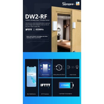 Sonoff DW2 RF Door & Window Alarm Sensor