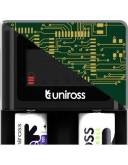 Uniross UCX006 Smart Charger for NiMH and Lithium Batteries (USB & 12V Powered) with LED Display
