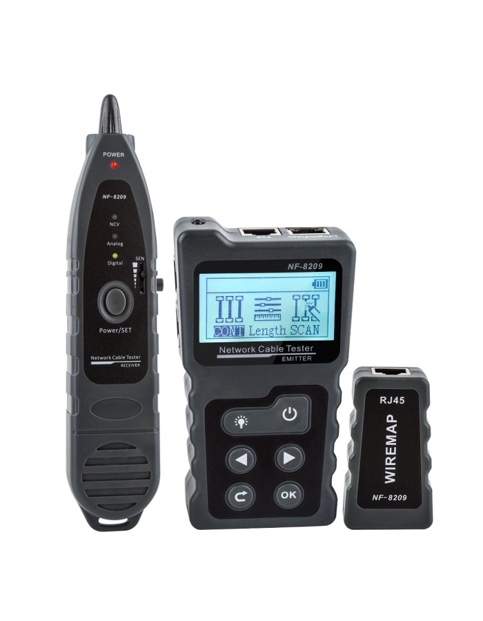 Noyafa Network Tester with LCD, Toner, Continuity, Cable Length, PoE, Port Blink & Voltage Detection NF-8209