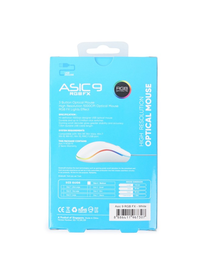 Alcatroz ASIC 9 RGB Wired Mouse White Alcatroz ASIC 9 RGB Wired Mouse White