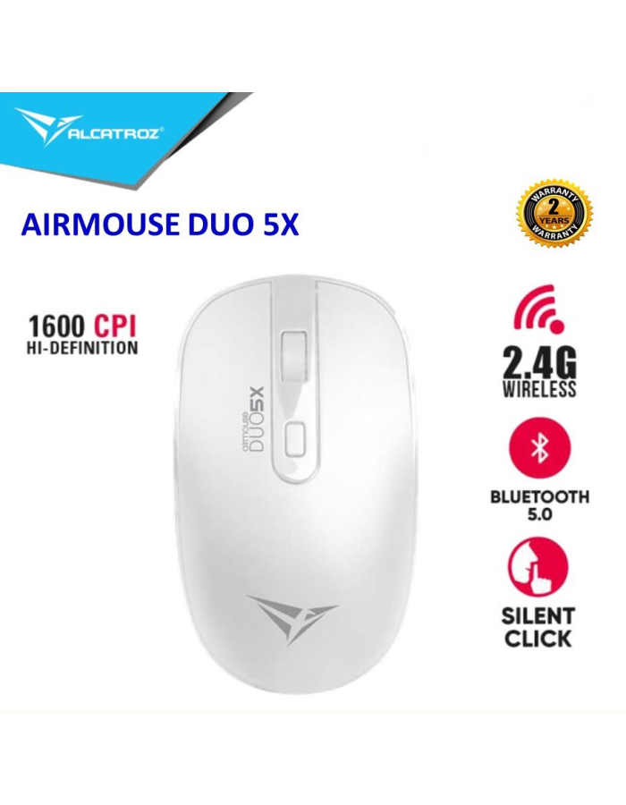 Alcatroz Airmouse Duo 5X Wireless/BT Mouse White